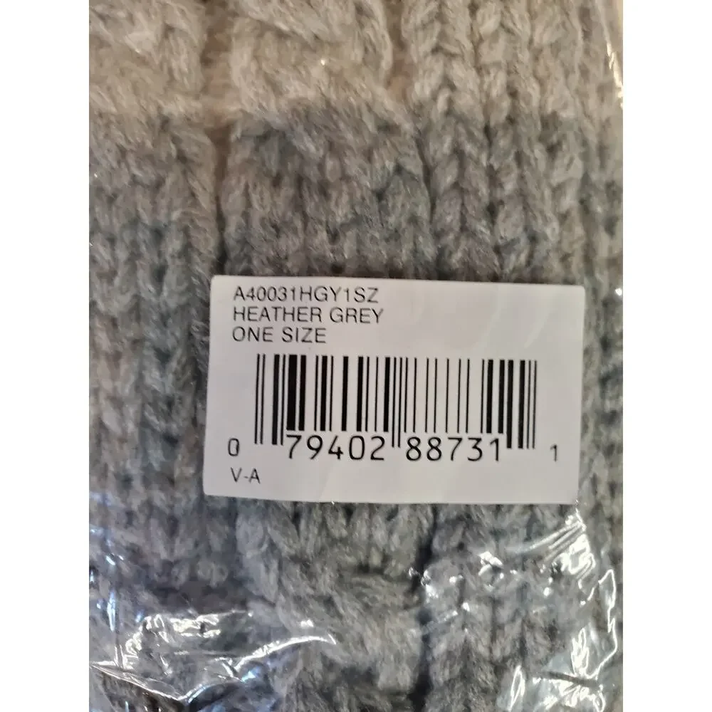 Isotoner Womens Mittens One Size Heather Grey Cable Knit Warm Cozy Winter